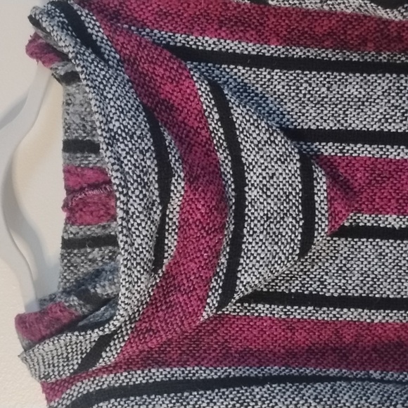 Retro Stripe Boho Baja Skater Hooded Pullover Poncho 90s Ragae Casual Streetwear - Picture 12 of 15